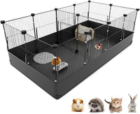 Guinea Pig Cage with Top Cover & 12 Panels - 14 Panels / Black