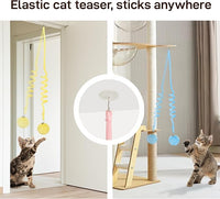 Potaroma Hanging Fluffy Cat Catnip Ball Toys 3 Pcs with Bell, Interactive Cat Teaser Retractable Toys Indoor Kitten Play Chase Exercise Physical Stimulation