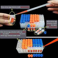 Brine Shrimp Egg Dispense Storage Kit with 50 Egg Collection Bottles, Holder, 3 Aquarium Feeders, 2 Automatic Feeding Bottles, Collecting Net
