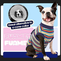 FUAMEY Recovery Suit for Dogs After Surgery,Soft Breathable Dog Bodysuit E-Collar & Cone Alternative Surgical Suit,Male Female Dog Neuter Spay Suits Anti Licking Wounds Onesie Dark Blue Stripes L