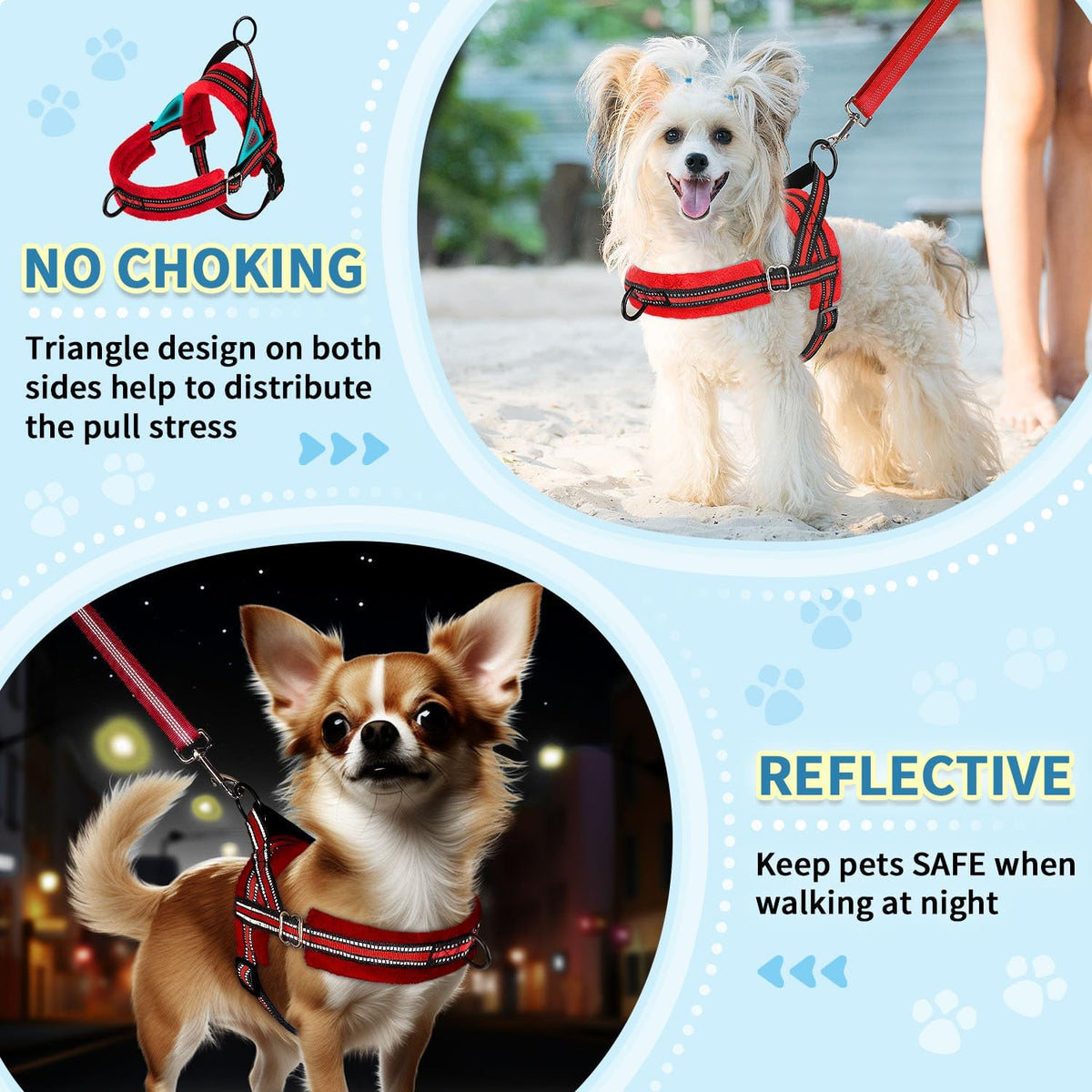 SlowTon No Pull Small Dog Harness and Leash Set with Front Clip – Essentials for Dogs - X-Small / Red - image 3