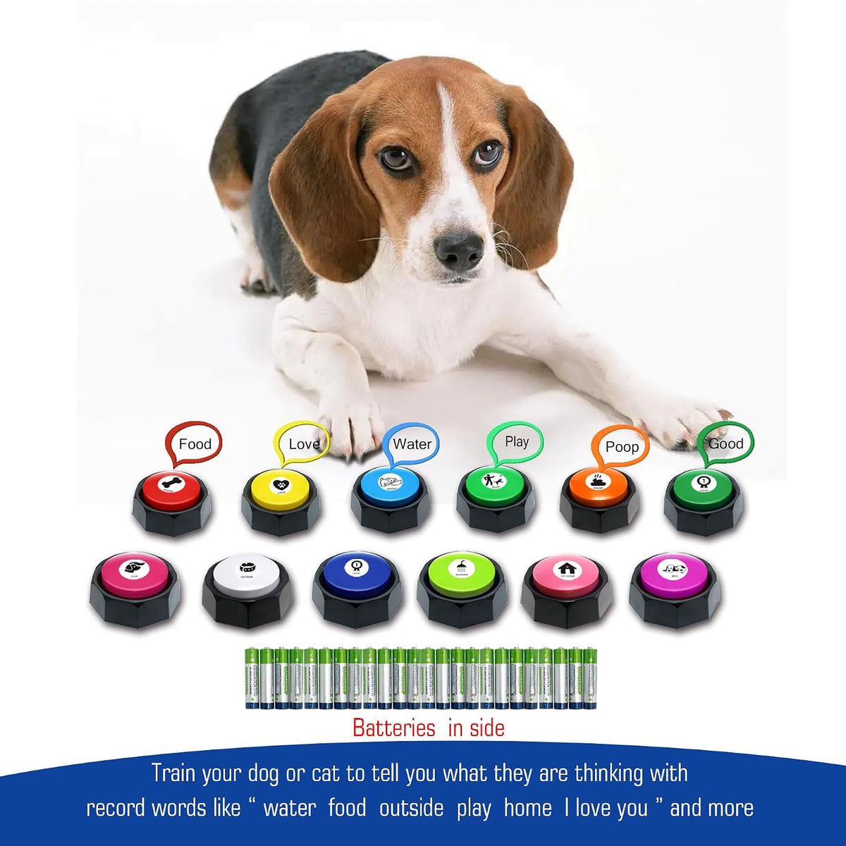 Recordable Buttons, Dog Buttons for Communication - Red+silver / 12 - image 4