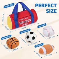 KMUYSL Baby Toys 0-12 Months, My First Sports Bag Plush Toy - 4 Sensory Balls Soft Toys with Crinkle, Rattles for 0-3-6-9-12 Month Newborn Infant, 1st Birthday for Babies Boys Girls Age 1