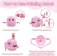 ERYMCS pink drawing robot for kids with picture cards and pens - view 5