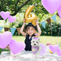 SCENEREAL Dog Birthday Bandana with Hat and Dress Girl Set, Puppy Birthday Party Supplies, Cute Tutu Skirt Outfit for Small Medium Large Dogs