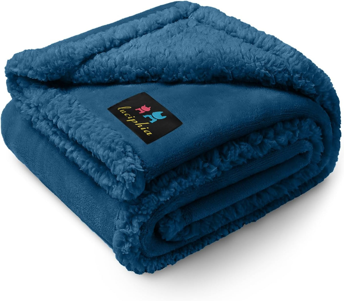 Waterproof Pet Blanket, Liquid Pee Proof Dog Blanket for Sofa Bed Couch, Reversible Sherpa Fleece - S (40" x28") / Dark Blue-thicken