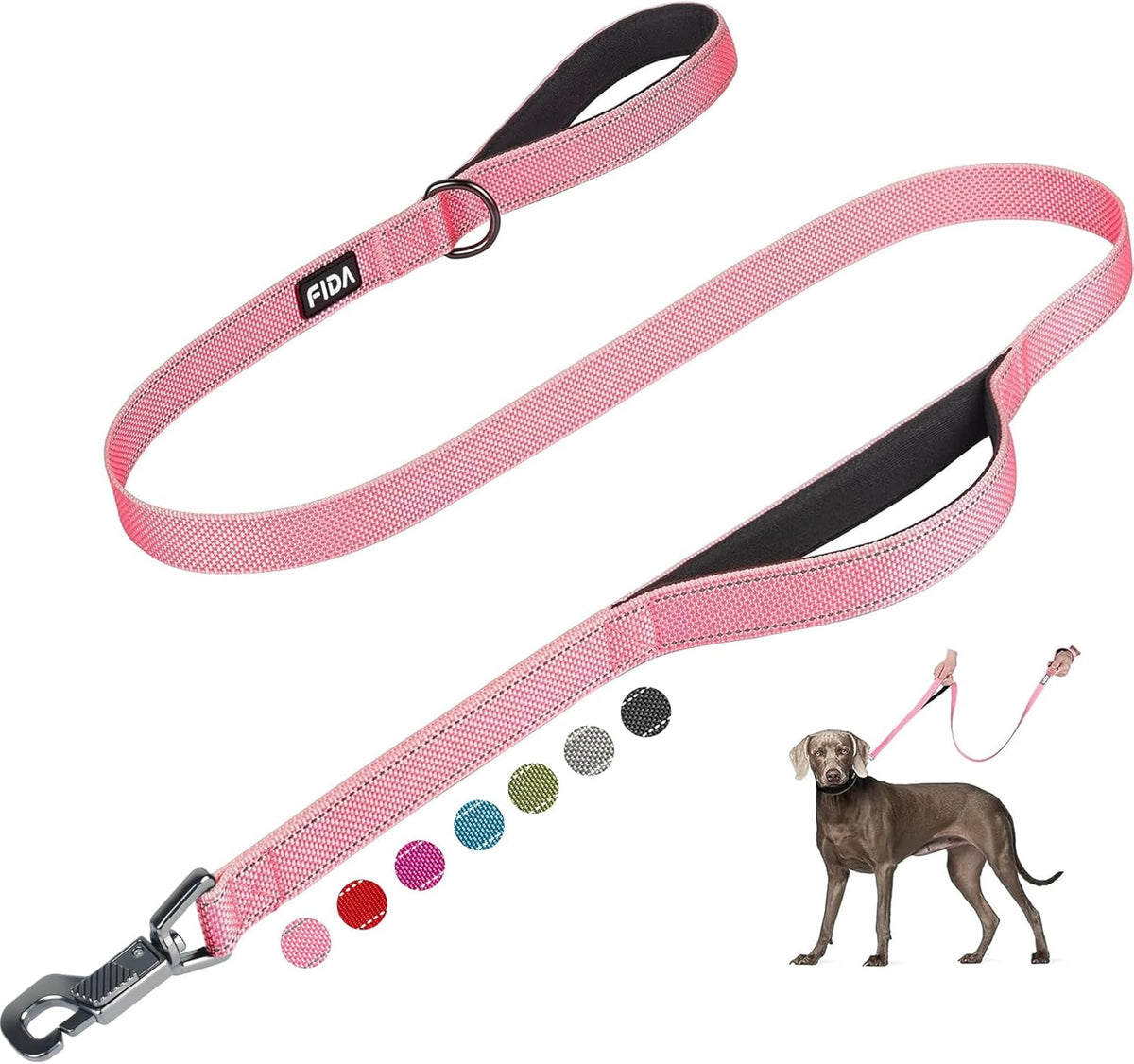 Fida Heavy Duty Dog Leash for Medium Large Dogs - 4 Feet (Pack of 1) / Pink
