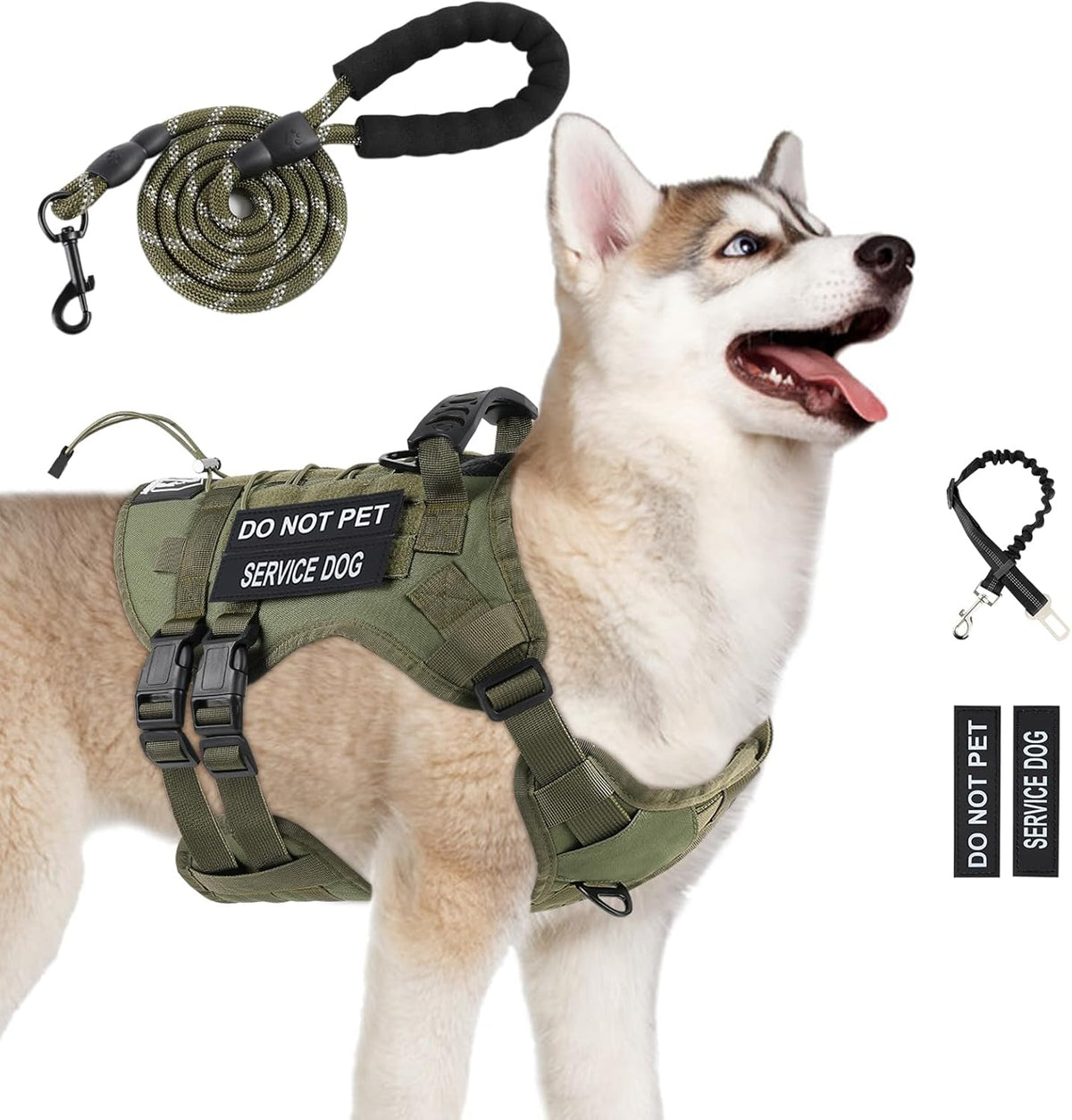 No Pull Tactical Dog Harness Medium Sized Dog, Service Dog Vest - Medium(Chest:27-36.2",Neck:16.5-21.3") / Green