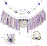 First Birthday Decorations for Boy Blue One Year Old High Chair - Purple - image 3