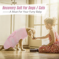 Kuoser Dog Surgery Recovery Suit, Anti Licking Pet Surgical Suit for Dogs Male Neuter, Female Dog Surgery Suit for Spay Subsititute E-Collar Cone, Dogs Body Suits After Surgery Pink Tie Dye L
