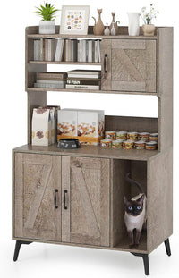 PETSITE Cat Litter Box Enclosure with Storage Shelf, 52 Inches Tall Modern Wooden Hidden Litter Box Furniture with Storage Shelving, Ideal for Indoor Cats (Oak)