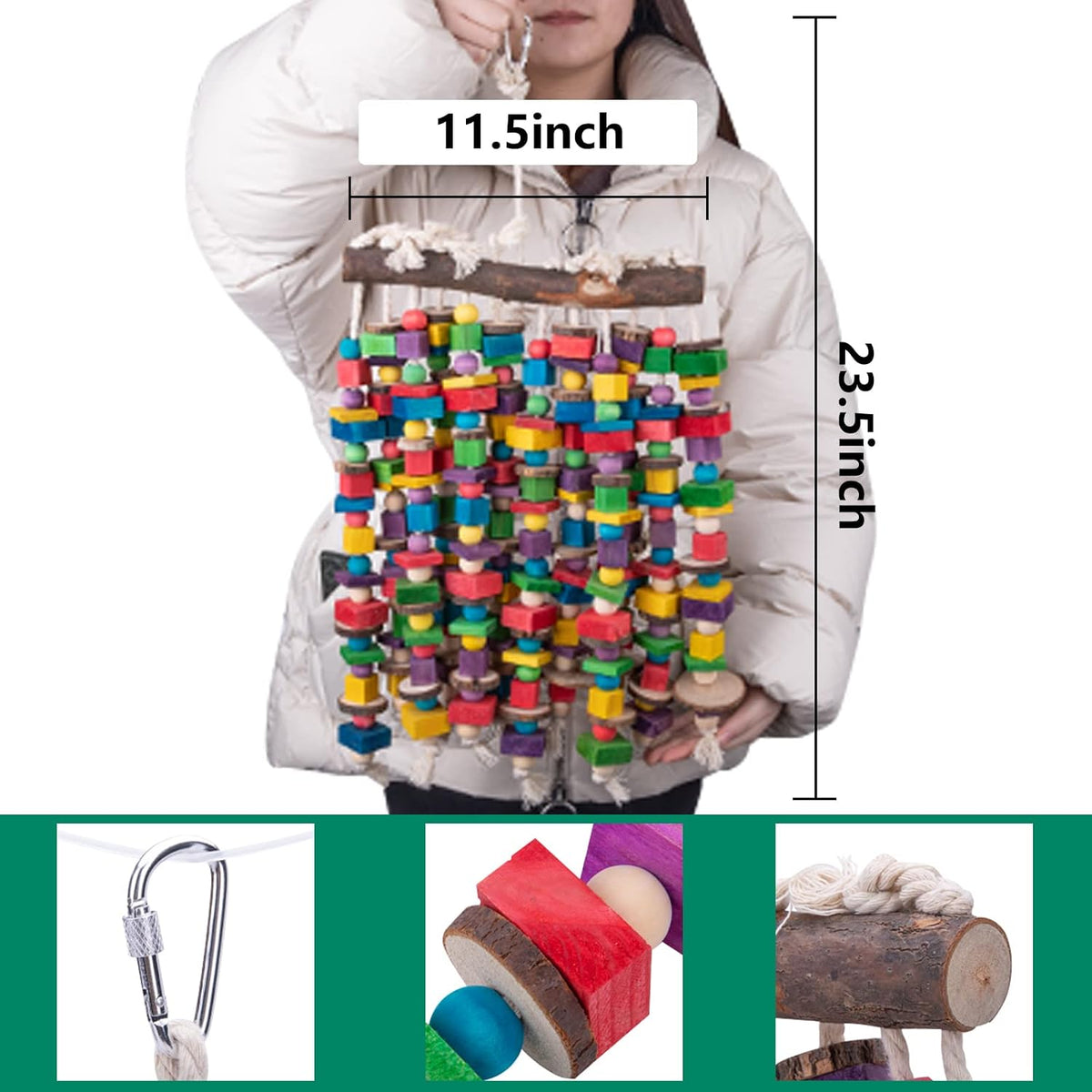 Extra Large Bird Parrot Chewing Toy-Natural Wooden Bird Block Tearing - image 2