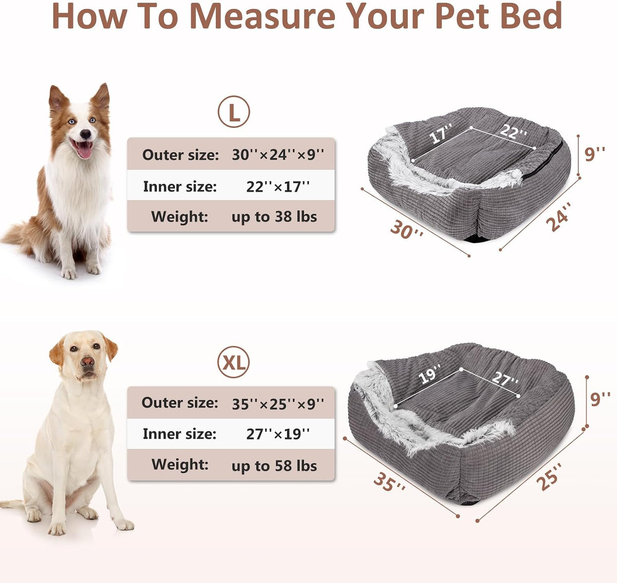 MIXJOY Dog Beds for Small Medium Dogs with Hooded Attached - 35.0"L x 25.0"W x 9.0"Th - image 4