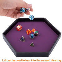 SIQUK Dice Tray with Lid Hexagon Dice Rolling Tray Dice Holder – Fun for Kids & Family - Purple - image 4