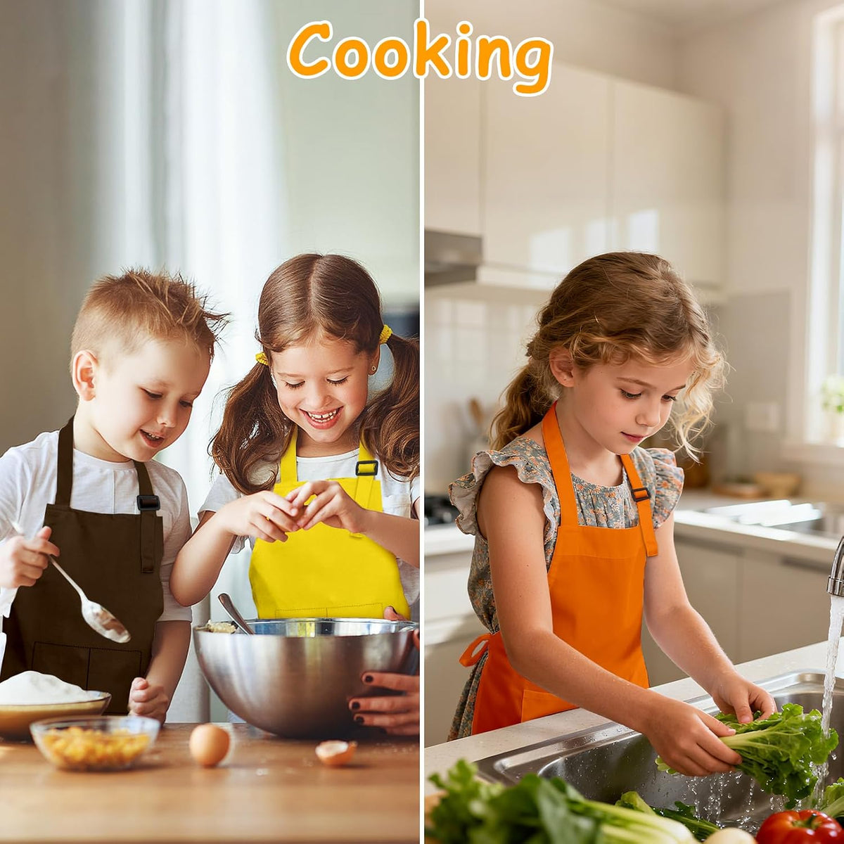 IAGBIBUI 12 pack of black kids aprons with two front pockets - view 10
