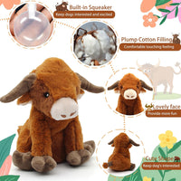 Tug of War Dog Toy, Squeaky Dog Toys Interactive Duck Puppy Toys – Essentials for Dogs - Brown Cow - image 4