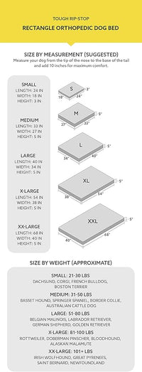 K9 Ballistics Tough Rip-Stop Orthopedic Rectangle Dog Bed Removable Washable Cover, Solid Orthopedic Foam for Size S Dogs 24"x18", Blue Quartz