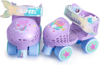 SULIFEEL Kids Adjustable Quad Roller Skates for Girls and Boys – Fun for Kids & Family - Mermaid Purple