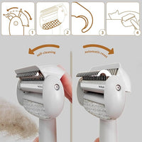 Self Cleaning Grooming Brush for Shedding Pets Rake Gently Removes Loose Undercoat Mats Tangled (Black)