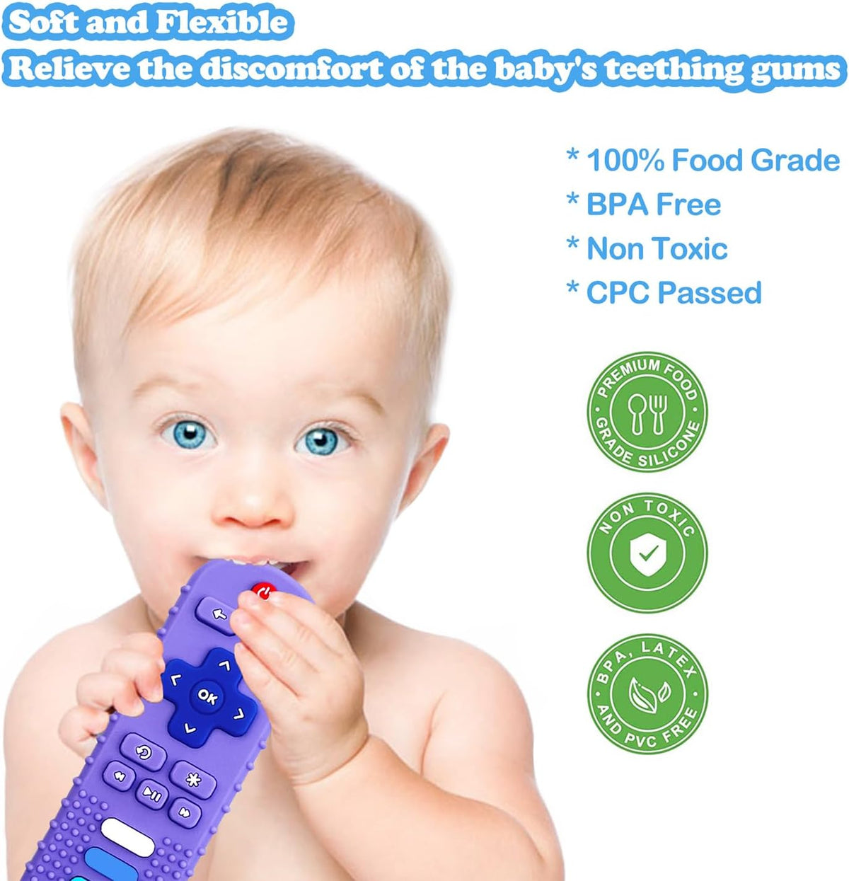 ROBBEAR Baby Teething Toys - Blue+Beige / 1 pack - image 2