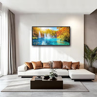 Extra Large Waterfall Lake Framed Wall Art for Living Room,Oversized Fall Autumn Tree Landscape Pictures Wall Decor,Nature Canvas Print Painting Modern Artwork Bedroom Office Bathroom 60L" x 30W"