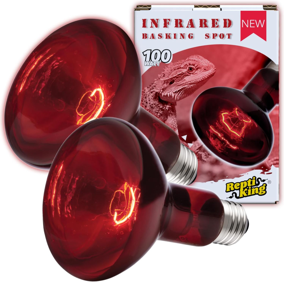 Basking Light for Reptiles, Reptile Heat Bulb Light - 2-Pack Infrared Basking Spot / 100W