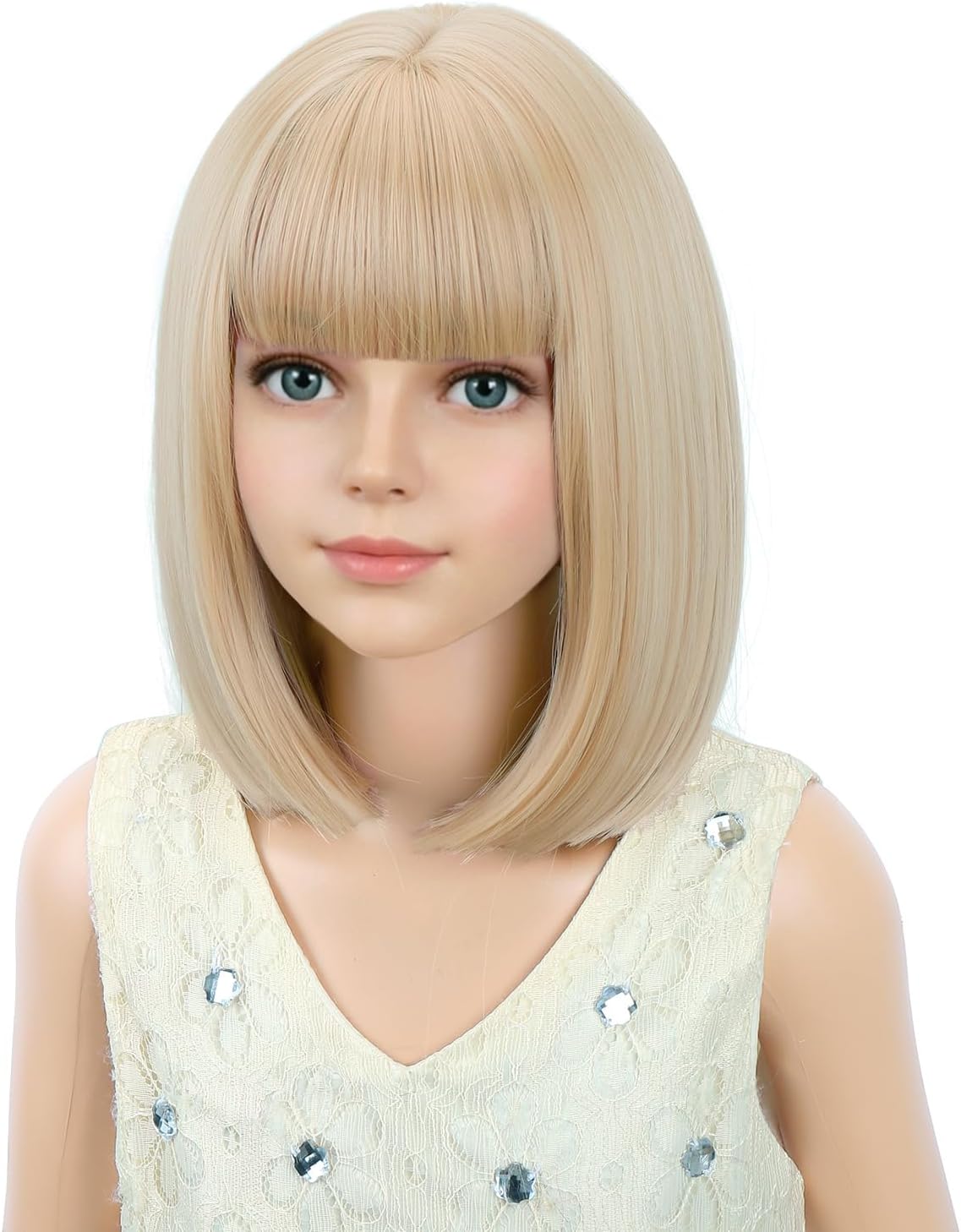 PATTNIUM kids short chocolate brown bob wig with bangs - view 30