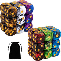 36 Pieces 16mm Marble D6 Dice 6 Sided Dice Set Round Corner Board