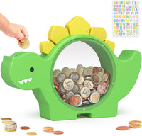 Summidate Wooden Dinosaur Piggy Bank - Green / Standard