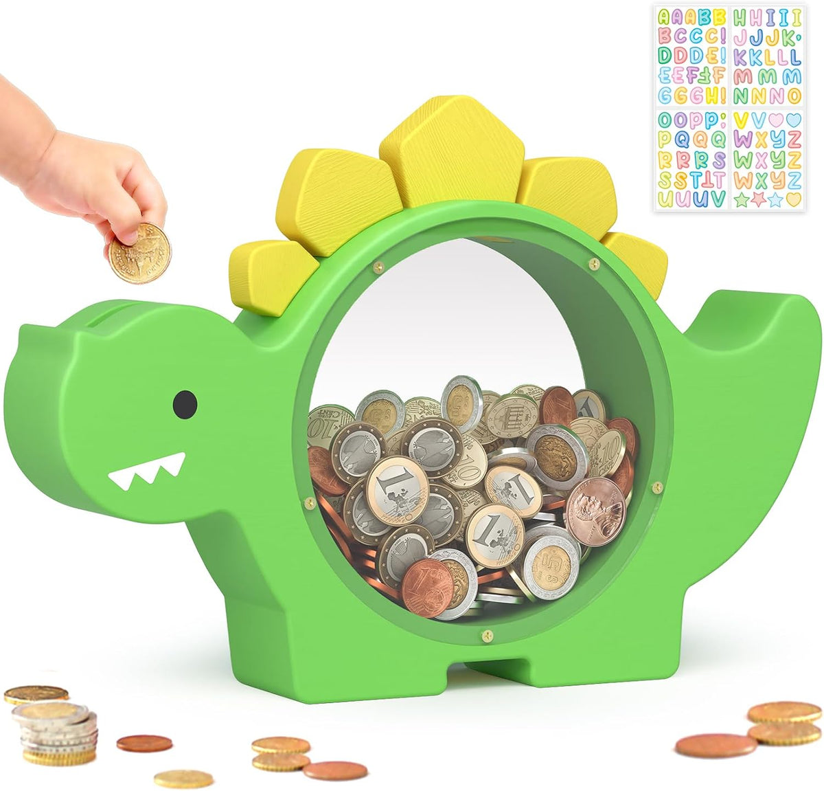 Summidate Wooden Dinosaur Piggy Bank - Green / Standard
