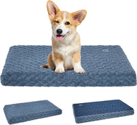 EMPSIGN Dog Bed Mat Crate Pad Mattress, Ultra Soft Pet Kennel - Navy/Grey / M(29"*18"*3")