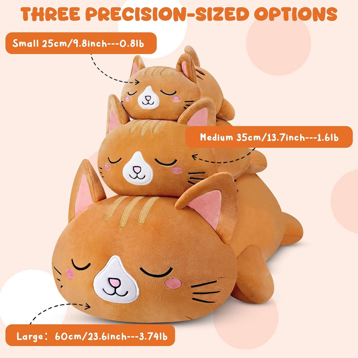 TOYSYM Weighted Stuffed Animals - Orange Cat / Large - image 3