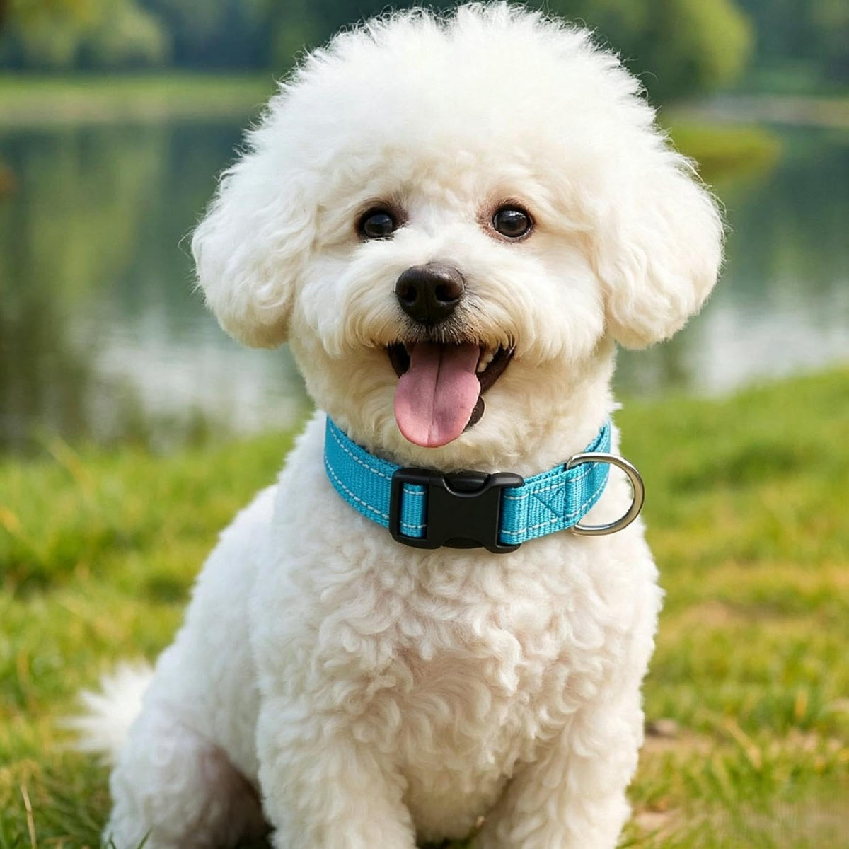 Dog Collar for Small Medium Dogs with Buckle - Sky Blue / Small - image 2