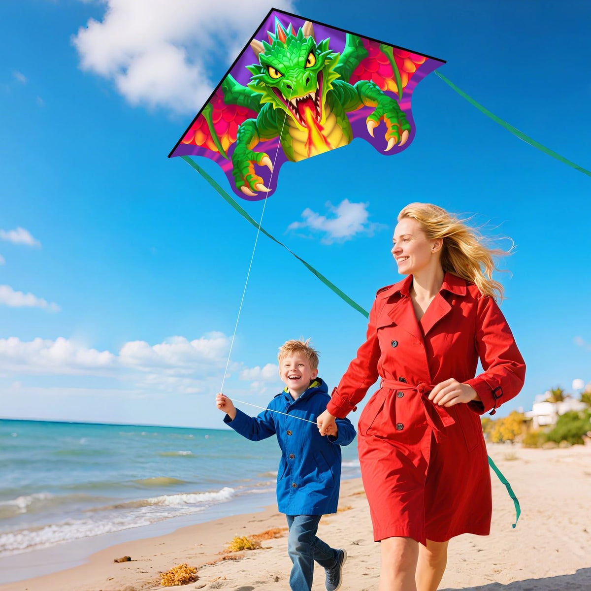 Xida large dragon delta kite for kids, 55 x 61.8 inch ripstop polyester with flying line - view 9
