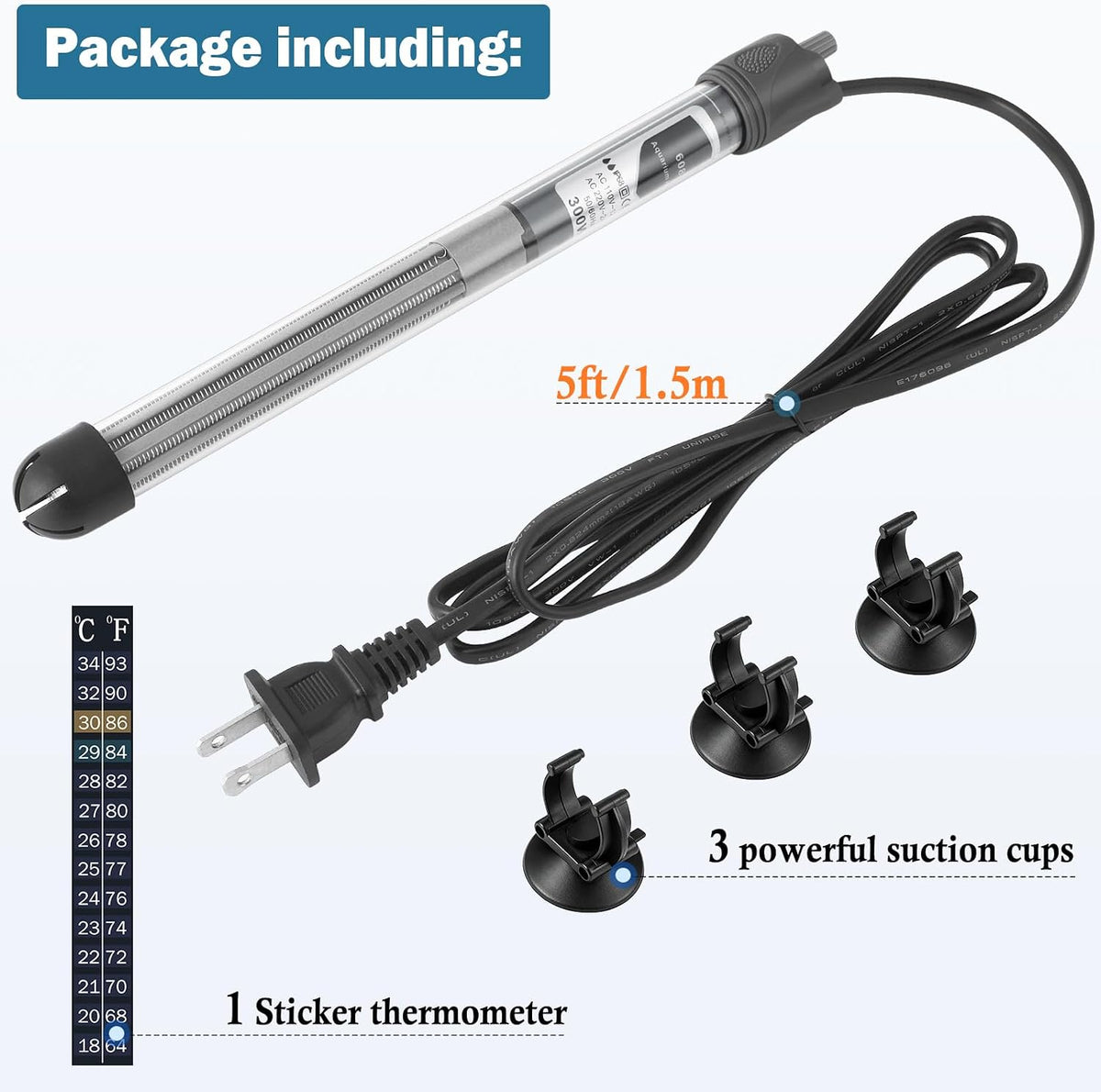HITOP 50W Adjustable Aquarium Heater - 10.4in-300w - image 4