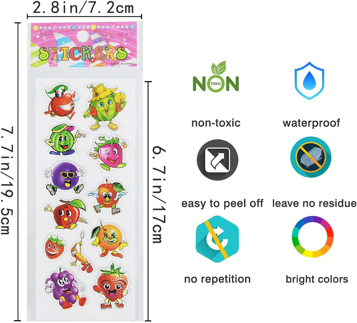 24 Sheets 3D Puffy Stickers for Toddlers Kids Boys Girls – Fun for Kids & Family - Fruit - image 3