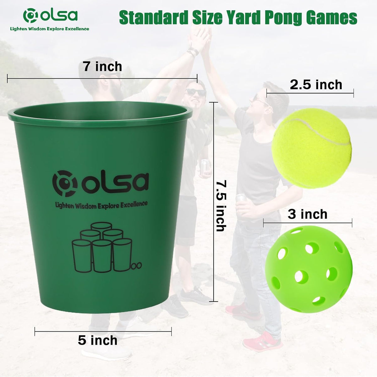 Olsa giant yard pong outdoor game with 12 plastic buckets, 4 balls and carry bag - view 9