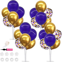 TONIFUL 4 Set Black Gold Balloon Stand Balloon Centerpieces for Table – Fun for Kids & Family - Purple Gold / 4 Set Balloon Stand