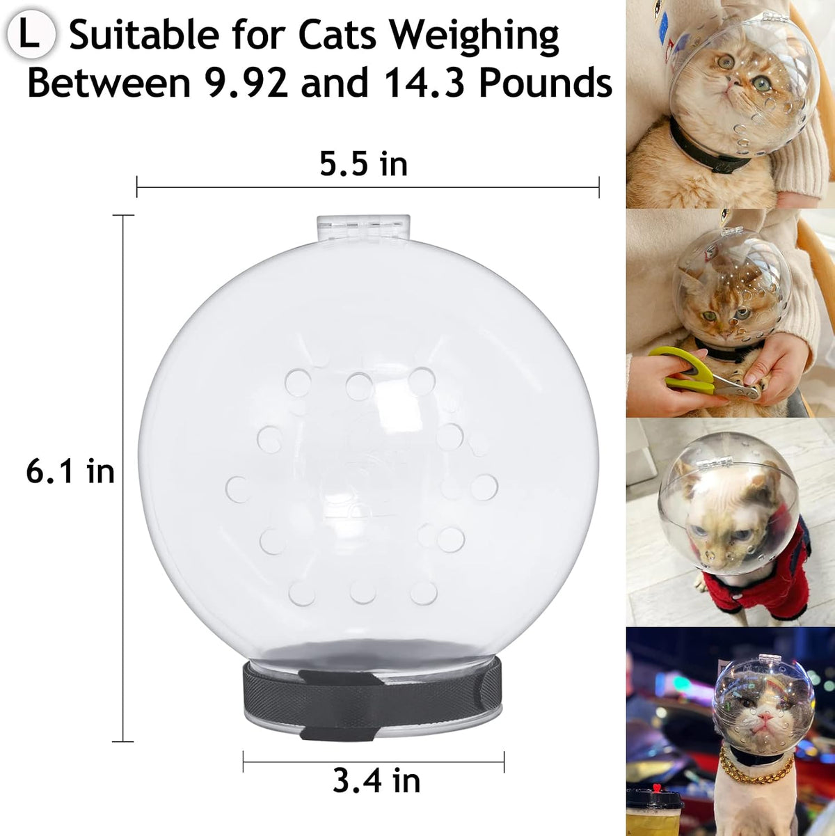 Cat Transparent Muzzle with Breathable Hood - L - image 3