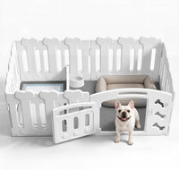 Dog Playpen with Divider & Washable Floor Pad - White / 6-Panel Complete Space – Divider + Washable Pad Included / 24"H