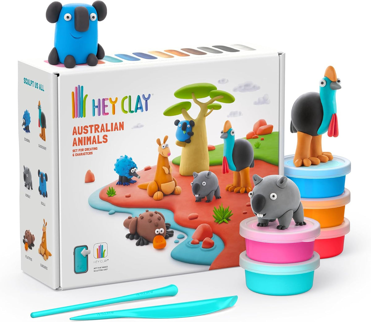 Hey Clay Exotic Pets air dry clay kit with 15 cans and sculpting tools - view 8
