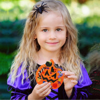 Winlyn orange foam pumpkin craft kits with Halloween face stickers, 30 pack - view 4
