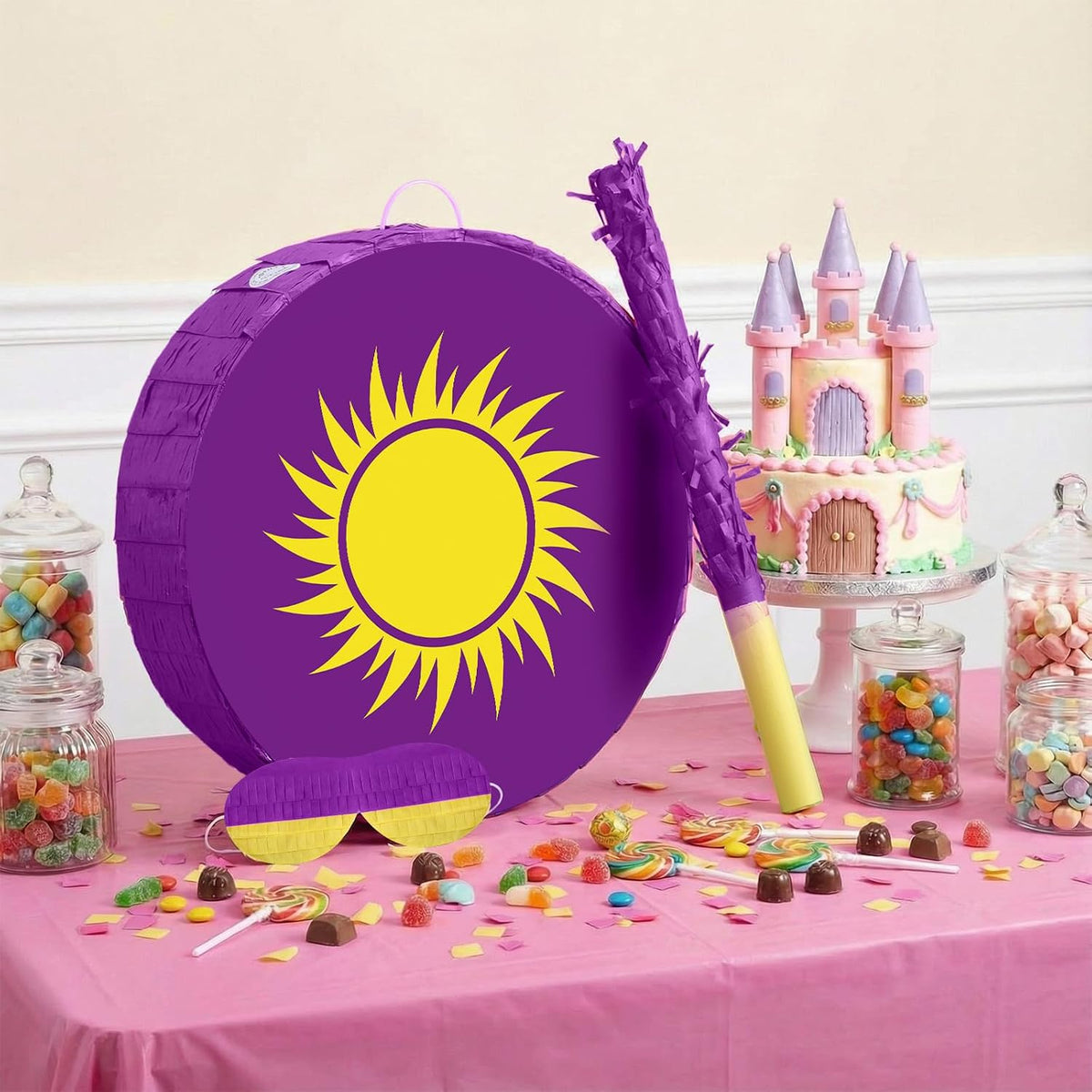 Sotiff dart theme toy gun piñata with blindfold, stick and confetti - view 8