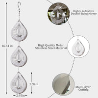 ToBeAce stainless steel bird deterrents, silver 3D reflective wind spinners - view 6