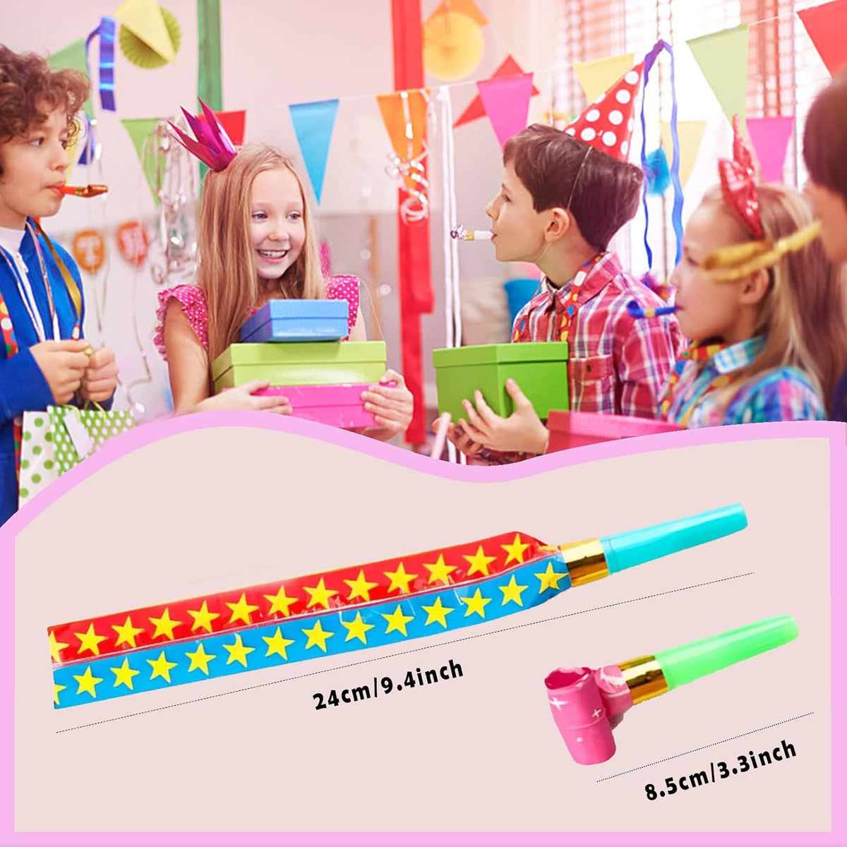 25 PCS Party Blower Blowouts Noisemakers Funny Blow Horns Colorful - 75 - image 2