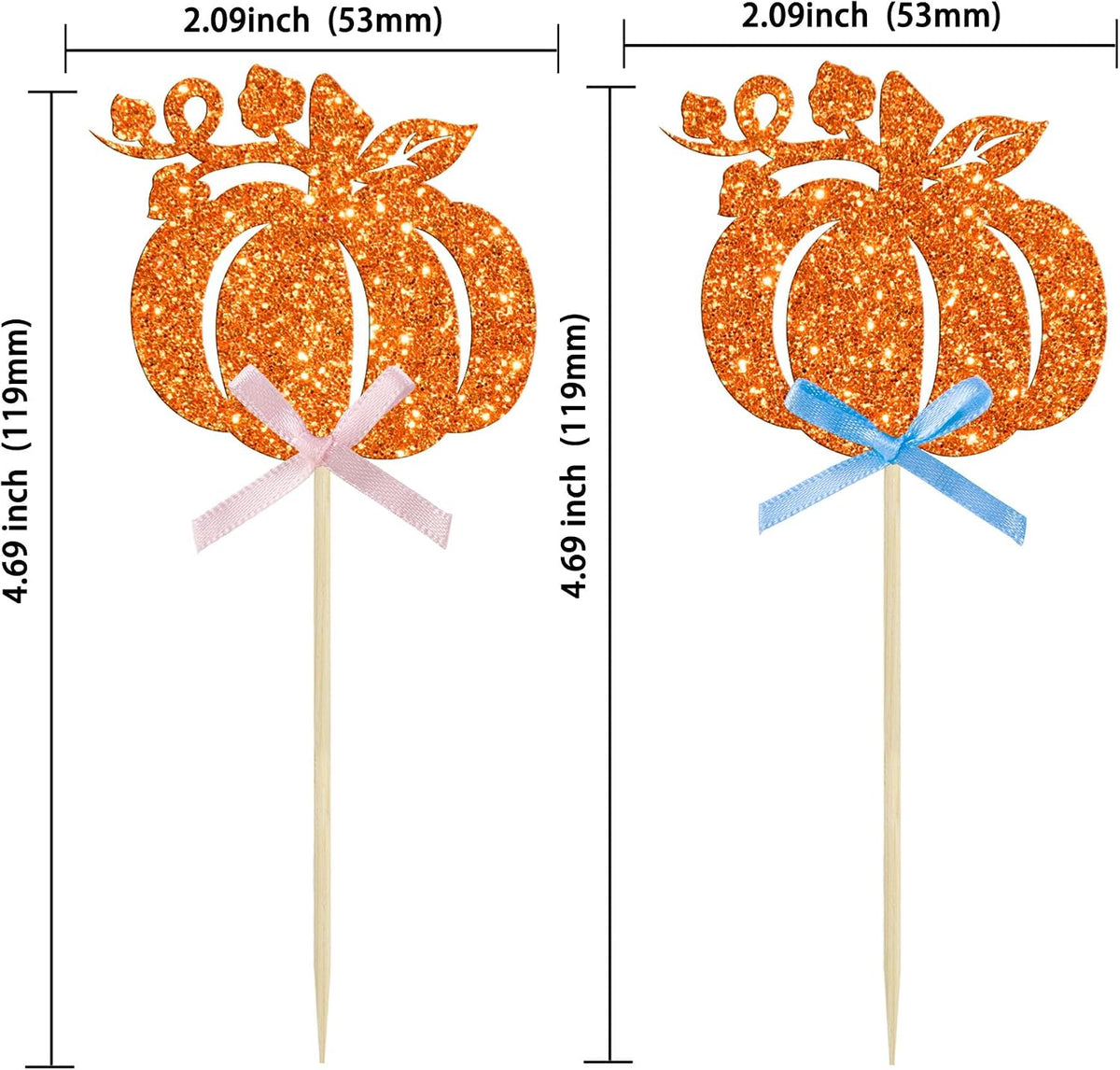 Gyufise 24Pcs Pumpkin Oh Baby Cupcake Toppers Pink Fall Pumpkin - Orange 5 - image 2