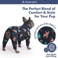 Spark Paws Dog Pajamas - Stretch Onesie Recovery Full Leg Surgery Suit PJS – Essentials for Dogs - Reindeers / Large - image 2