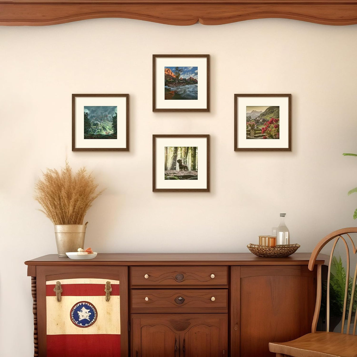 upsimples 50x70cm Puzzle Frame, Wall Decor Frames - Brown / 12x12 - image 2