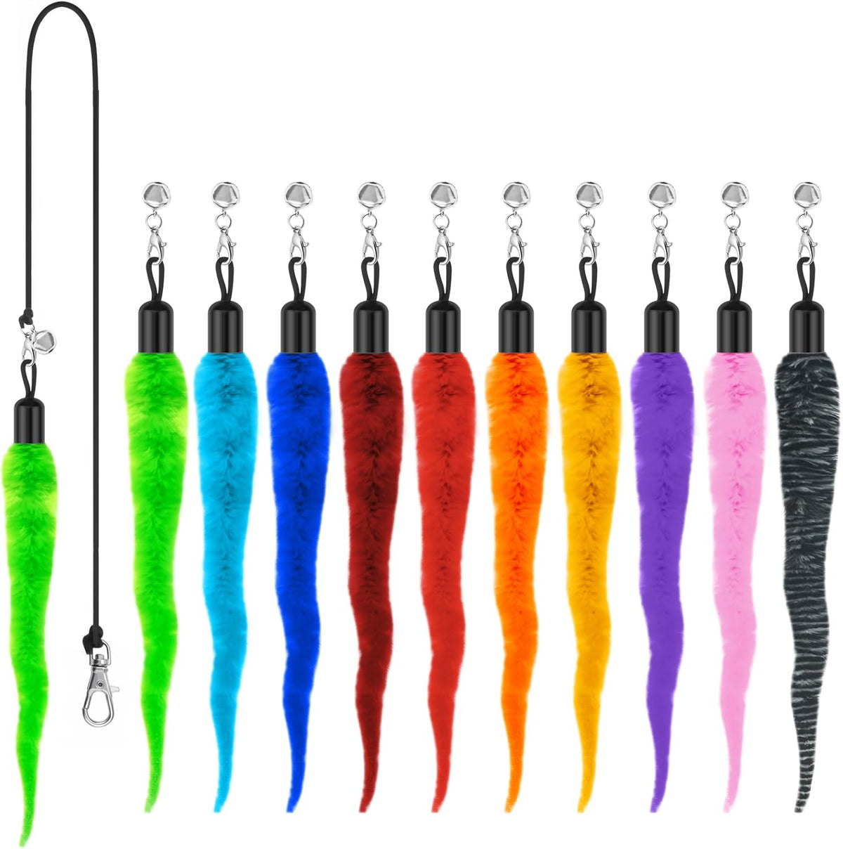 Kerros Fuzzy Worm Cat Wand Refills with Black String