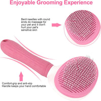 Cat Brush for Shedding, Skin Friendly Self-Clean Dog Slicker Brush – Essentials for Cats - Pink - image 2